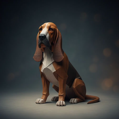 Image of an origami Regal Bloodhound
